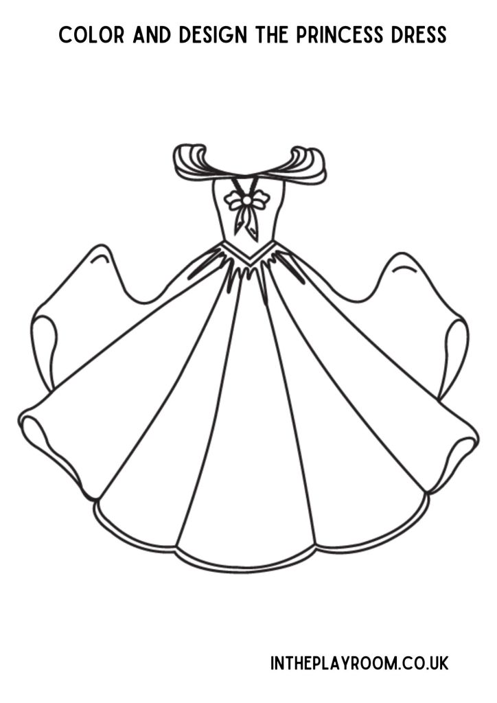 Free printable princess dress loring pages for kids