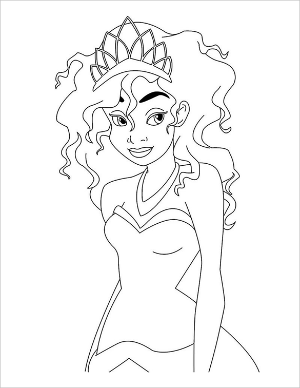 Coloring pages princess tiana printable coloring page