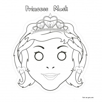 Printable cut out princess mask coloring in mask