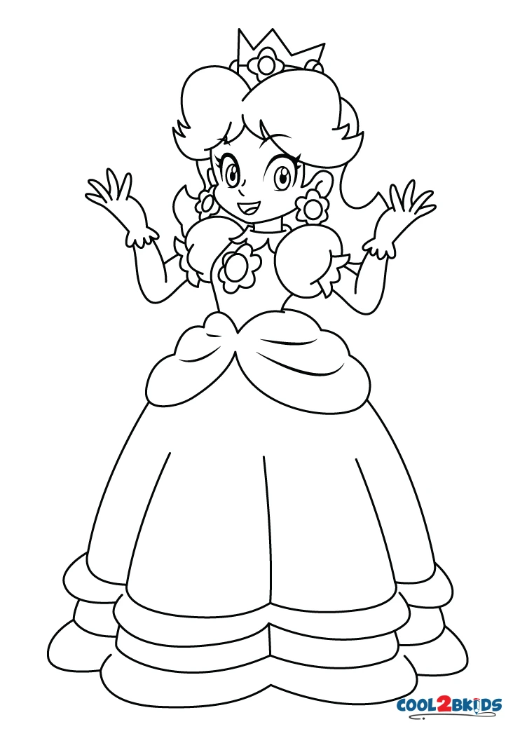 Free printable princess daisy coloring pages for kids