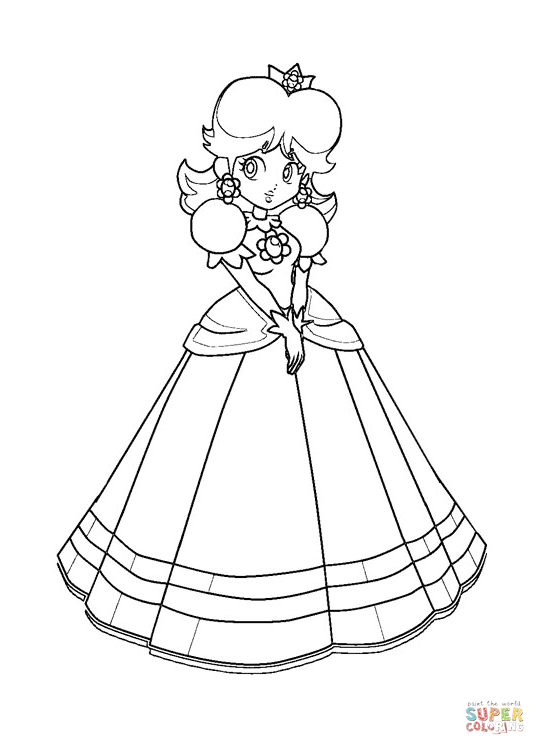 Mario bros princess daisy coloring page free printable coloring pages