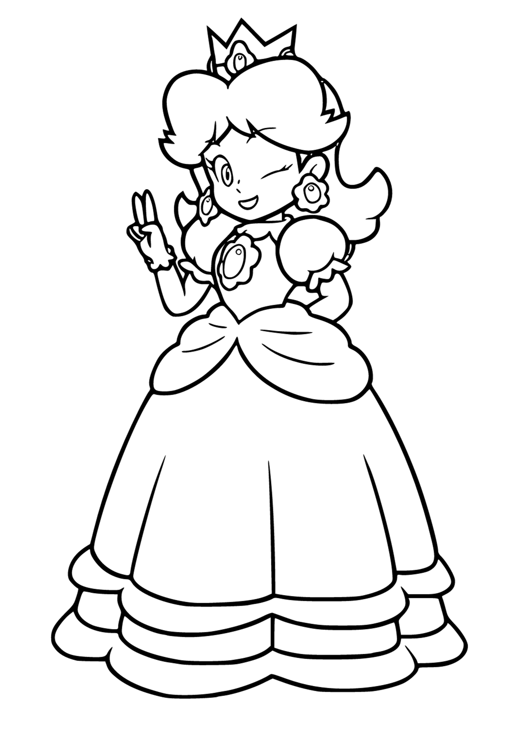 Free printable princess daisy victory coloring page for adults and kids