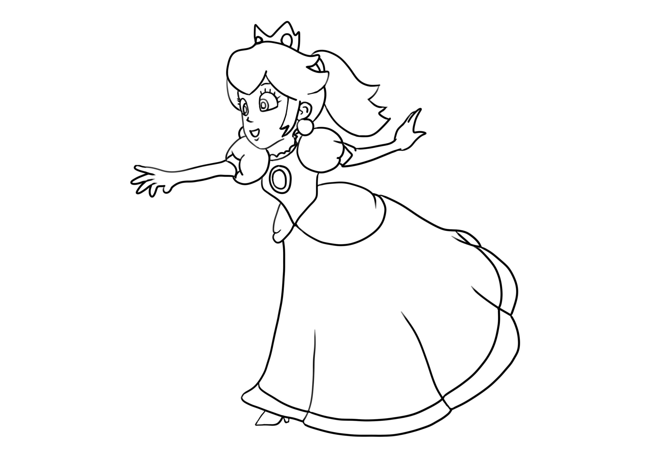 Princess peach for free coloring page