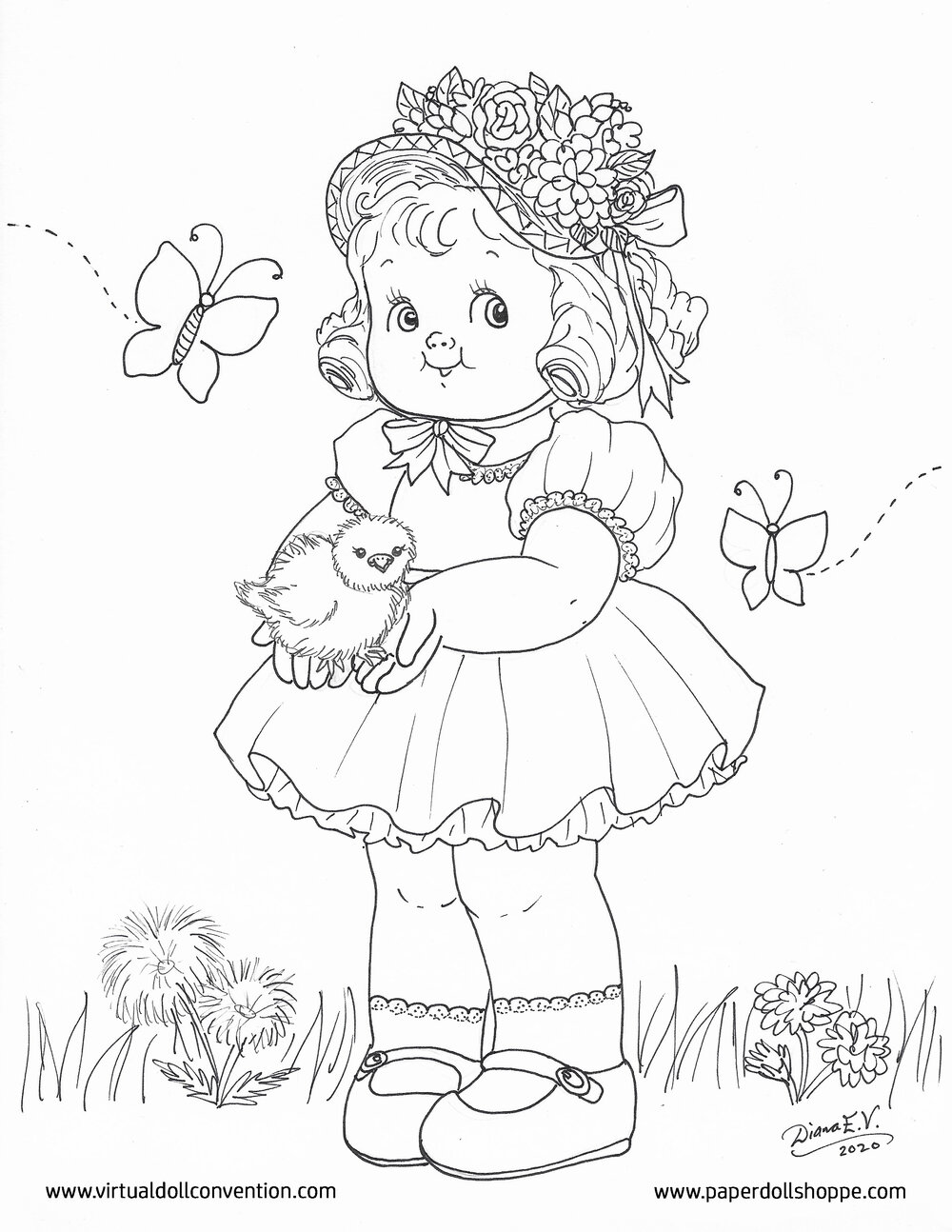 Springtime grace and springtime dolly coloring pages free digital download â virtual doll convention