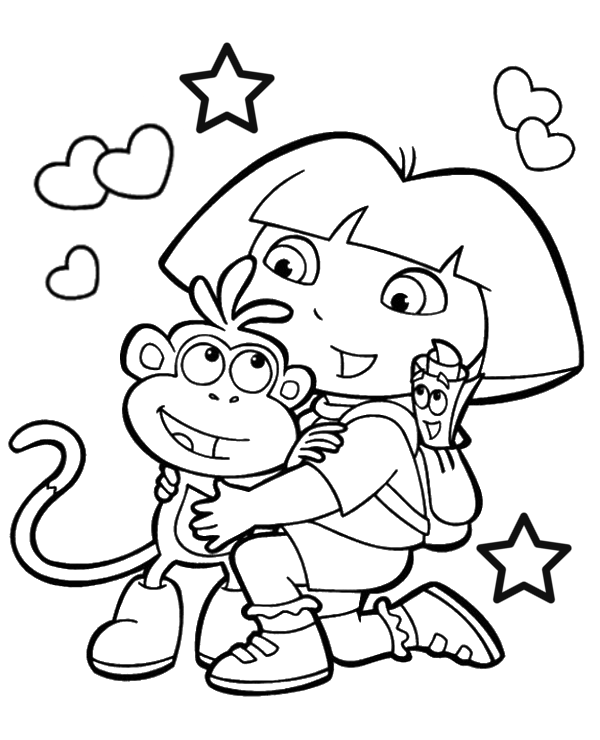 Printable picture of dora boots coloring page