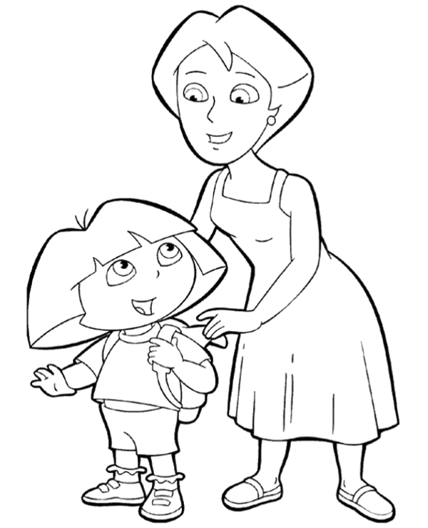 Dora grandma printable coloring page