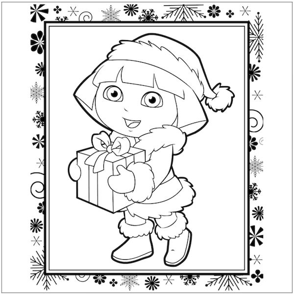 Dora christmas coloring pages free