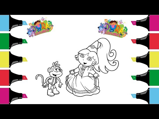 Coloring dora princess coloring book pages dora the explorer coloring pages