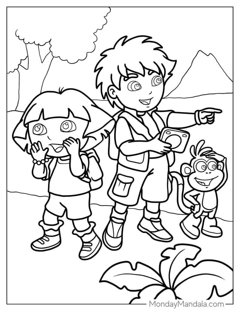 Dora the explorer coloring pages free pdf printables