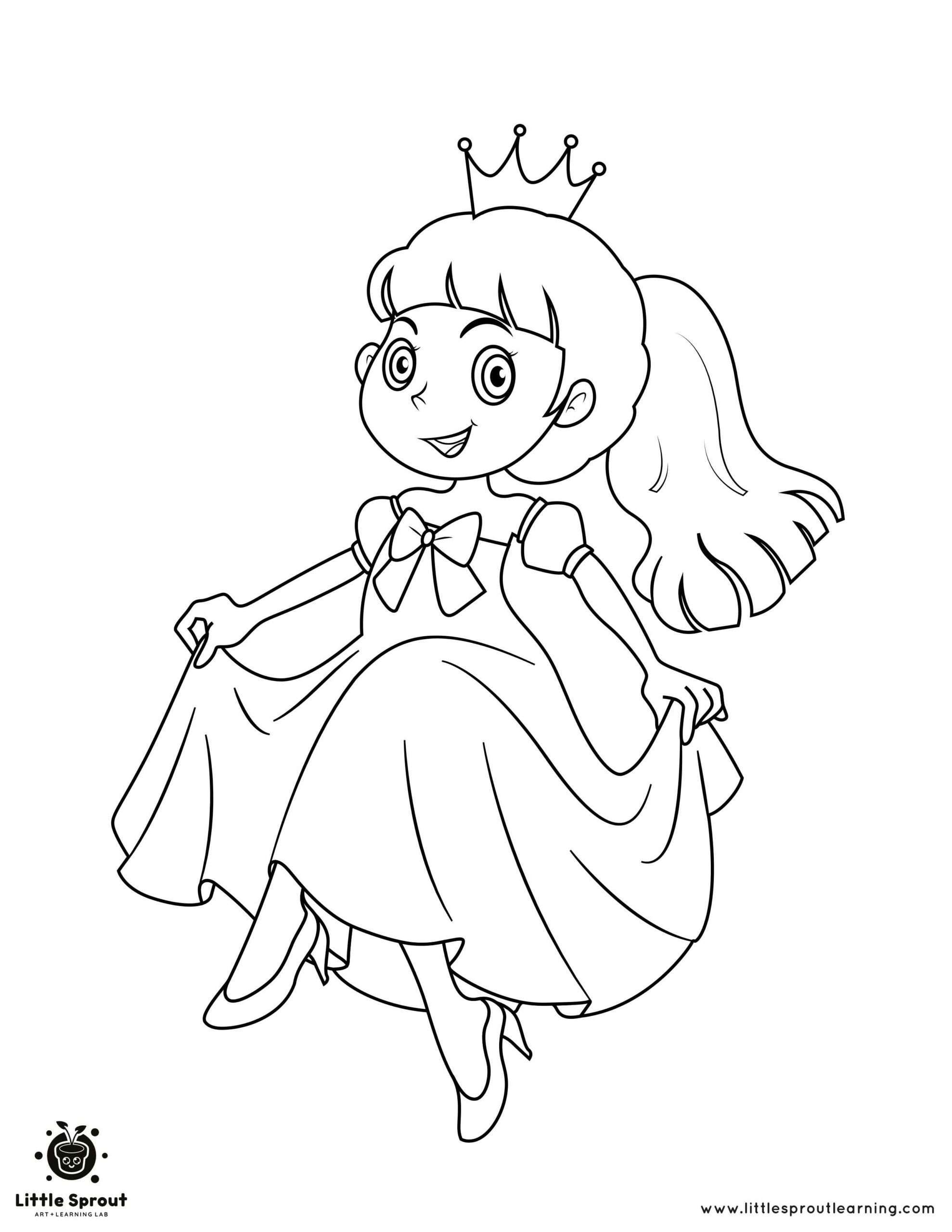 Princess coloring pages little sprout art learning lab