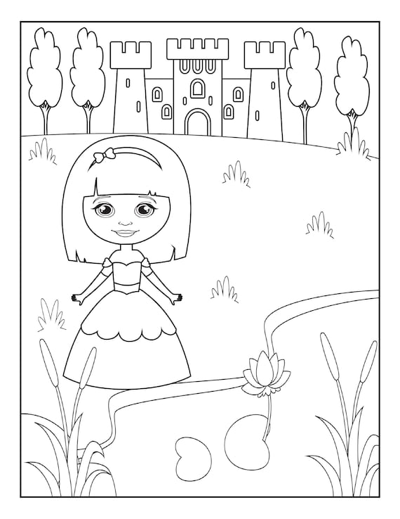 Digital download princess coloring pages pages party package series of toddler and preschool