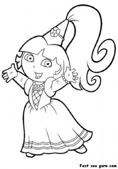 Printable princess dora the explorer coloring page