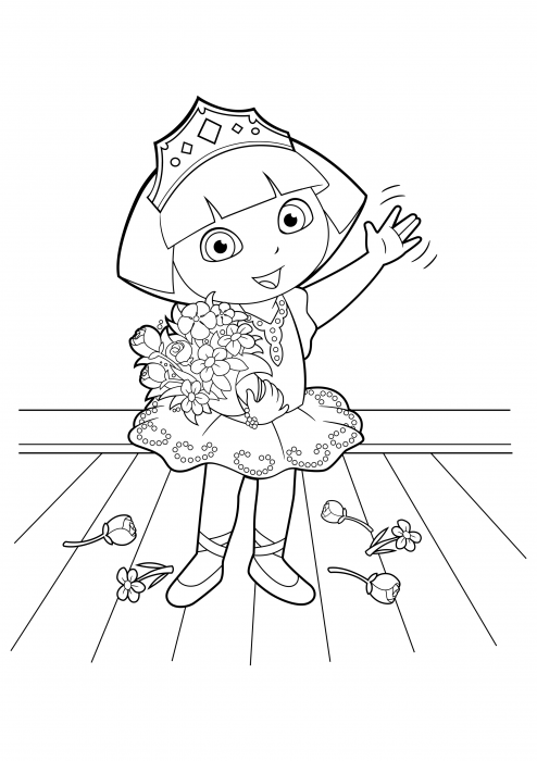 Dasha as a princess on stage coloring pages dora the explorer coloring pages