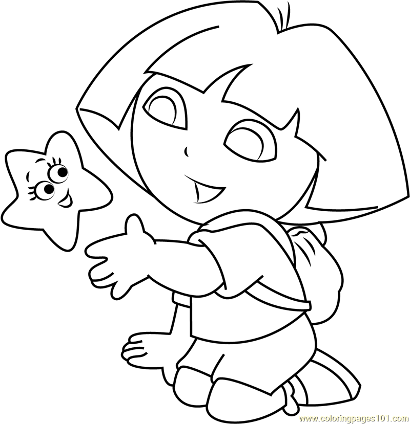 Dora explorer stars coloring page for kids