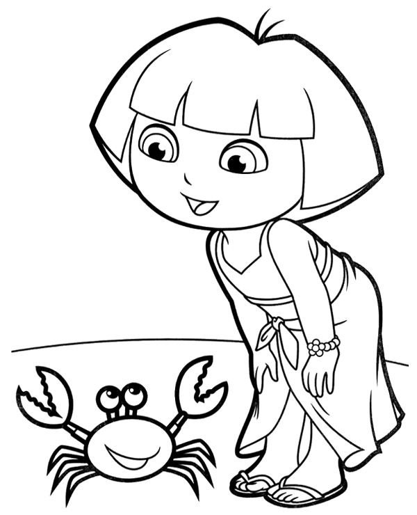 Coloring picture of dora and little crab