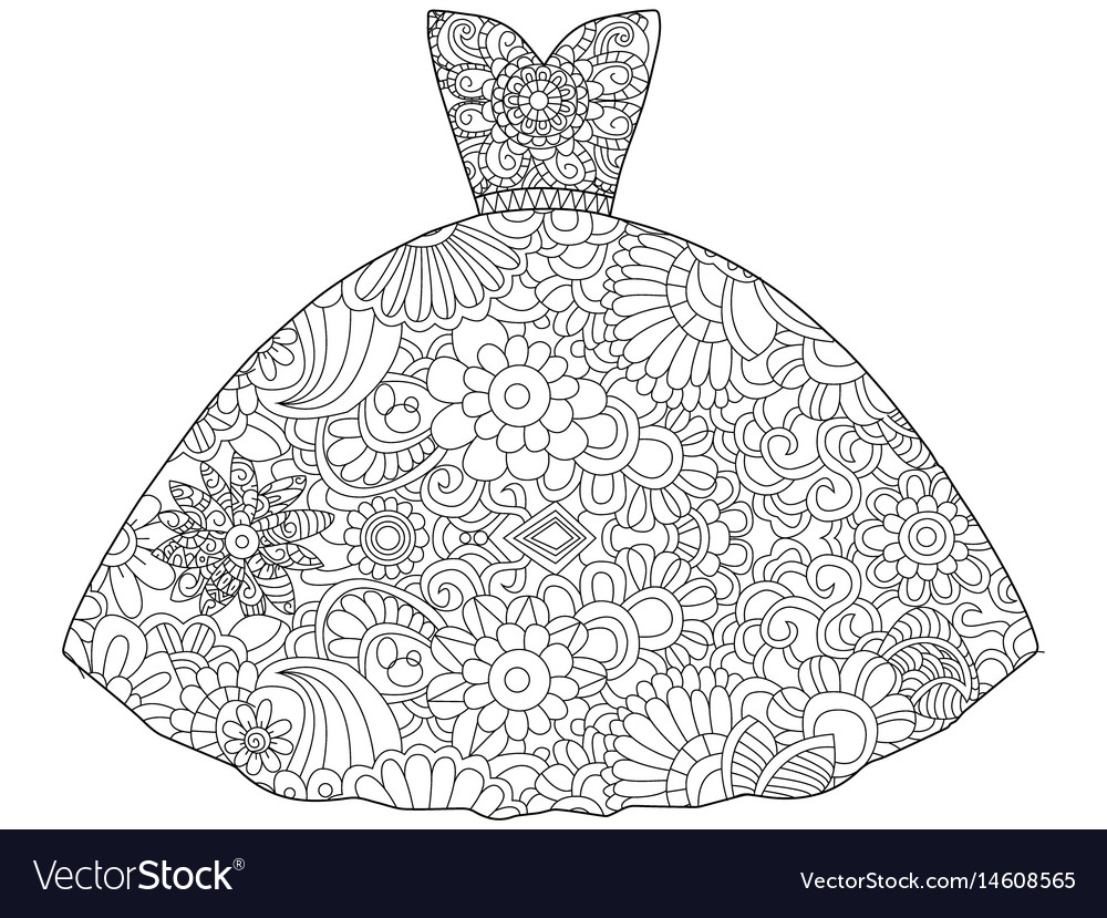 Dress princess coloring royalty free vector image