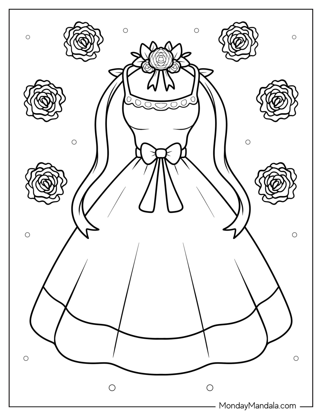 Dress coloring pages free pdf printables