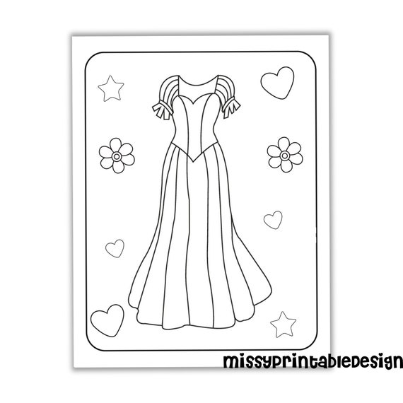 Princess dress coloring pages printable princess dress coloring pages for girls princess birthday party activity kids birthday party