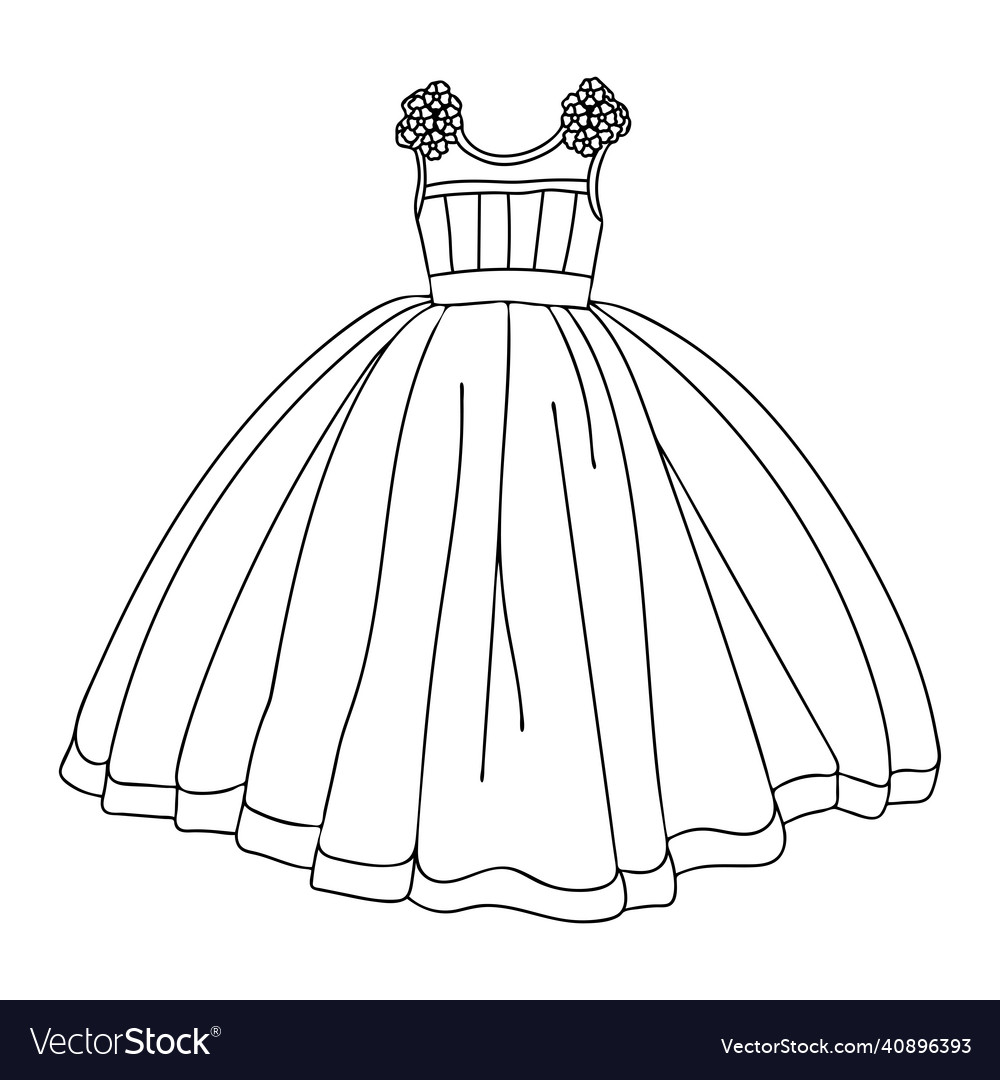 Coloring page of beautiful evening gown princess vector image