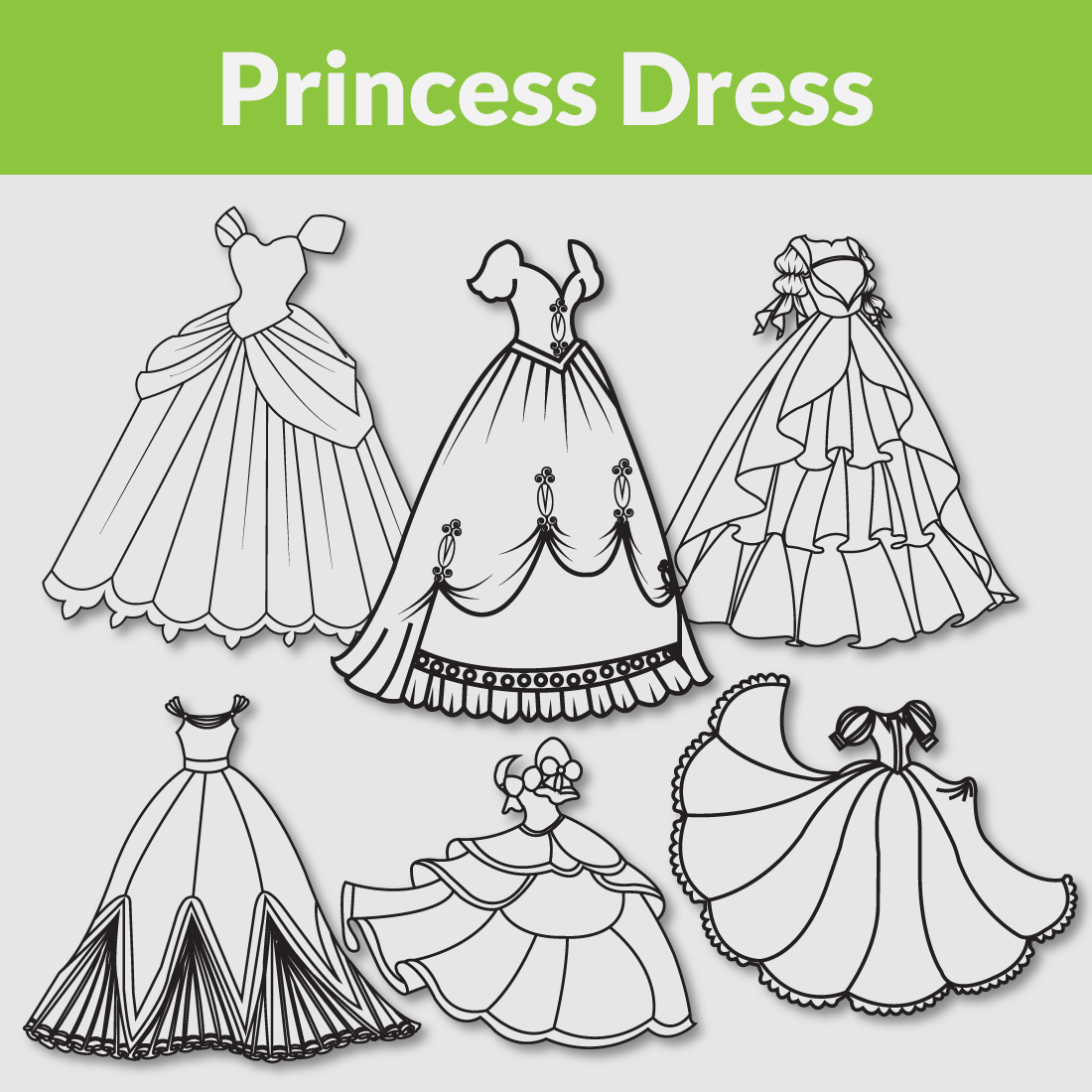 Princess dress coloring page