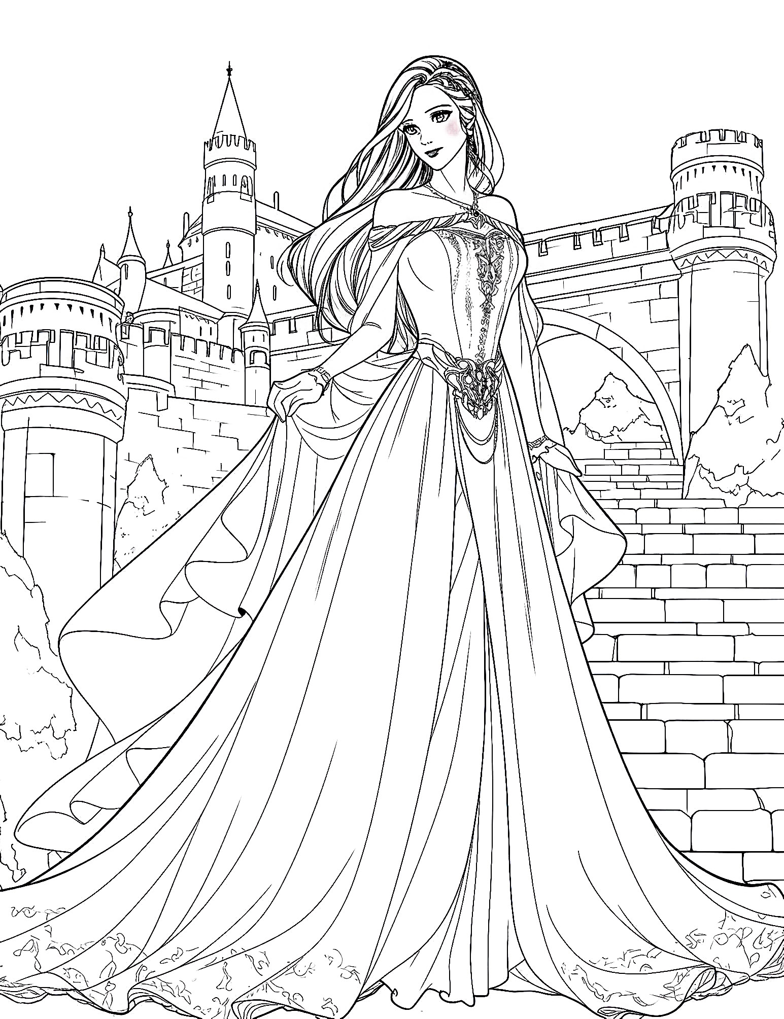 Stunning dress coloring pages for kids and adults