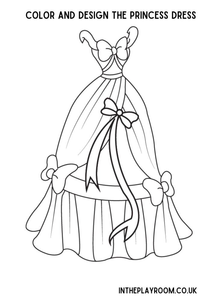 Free printable princess dress loring pages for kids