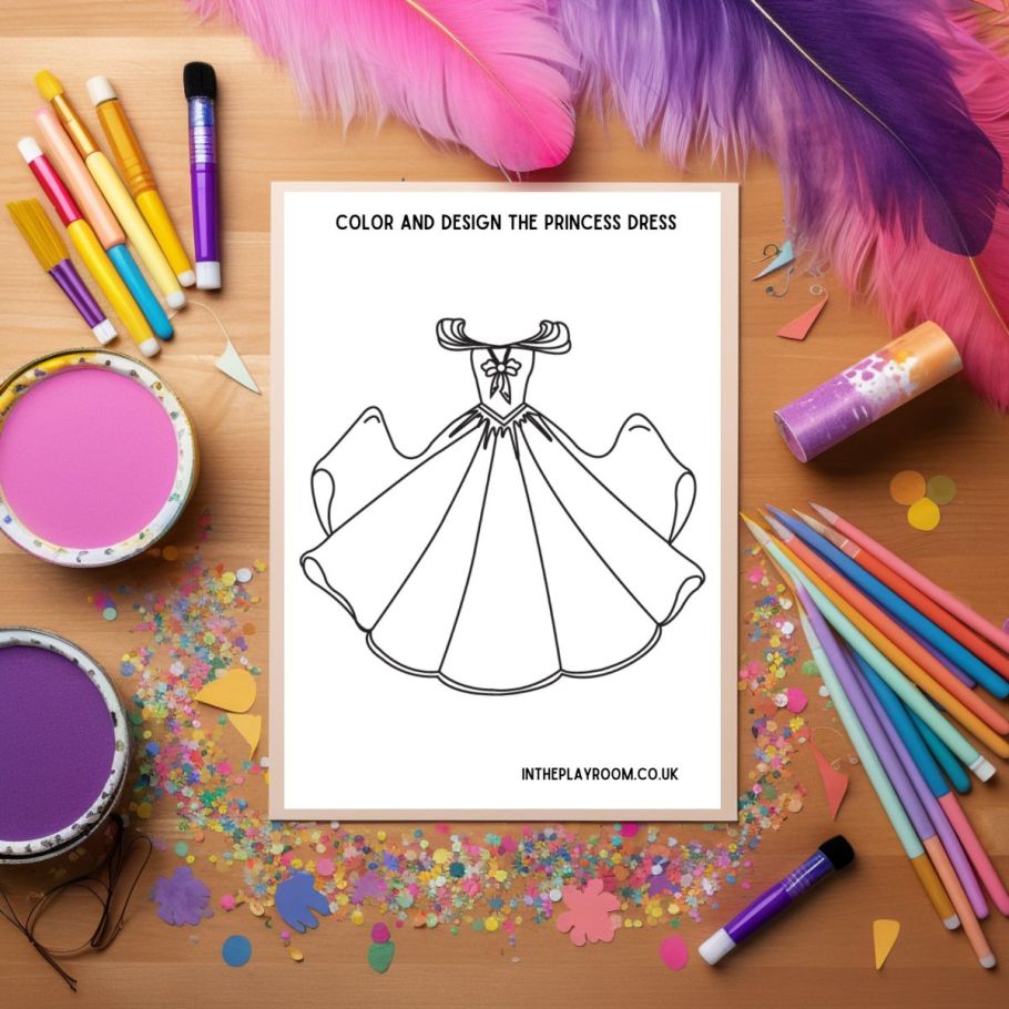 Free printable princess dress loring pages for kids