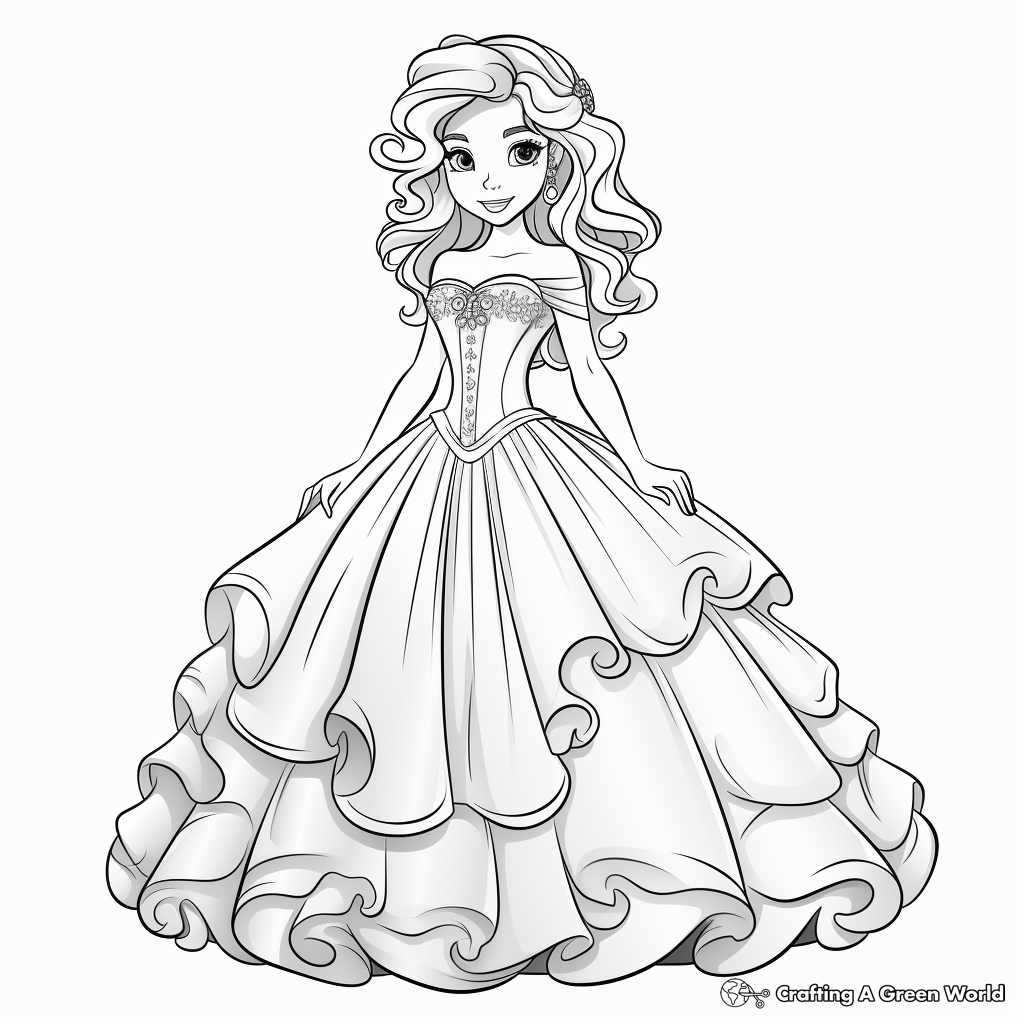 Ball gown dress coloring pages