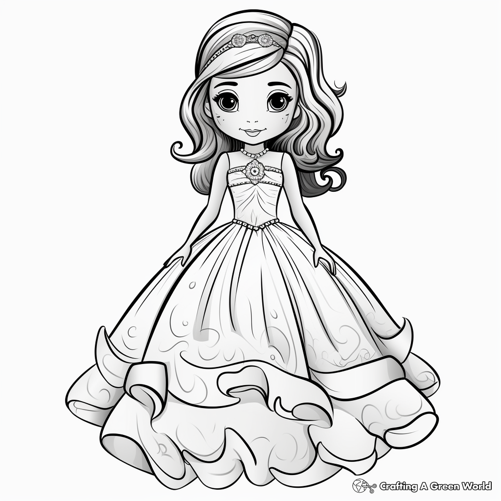 Ball gown dress coloring pages