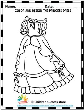 Printable princess dress coloring pages for kids by children success store