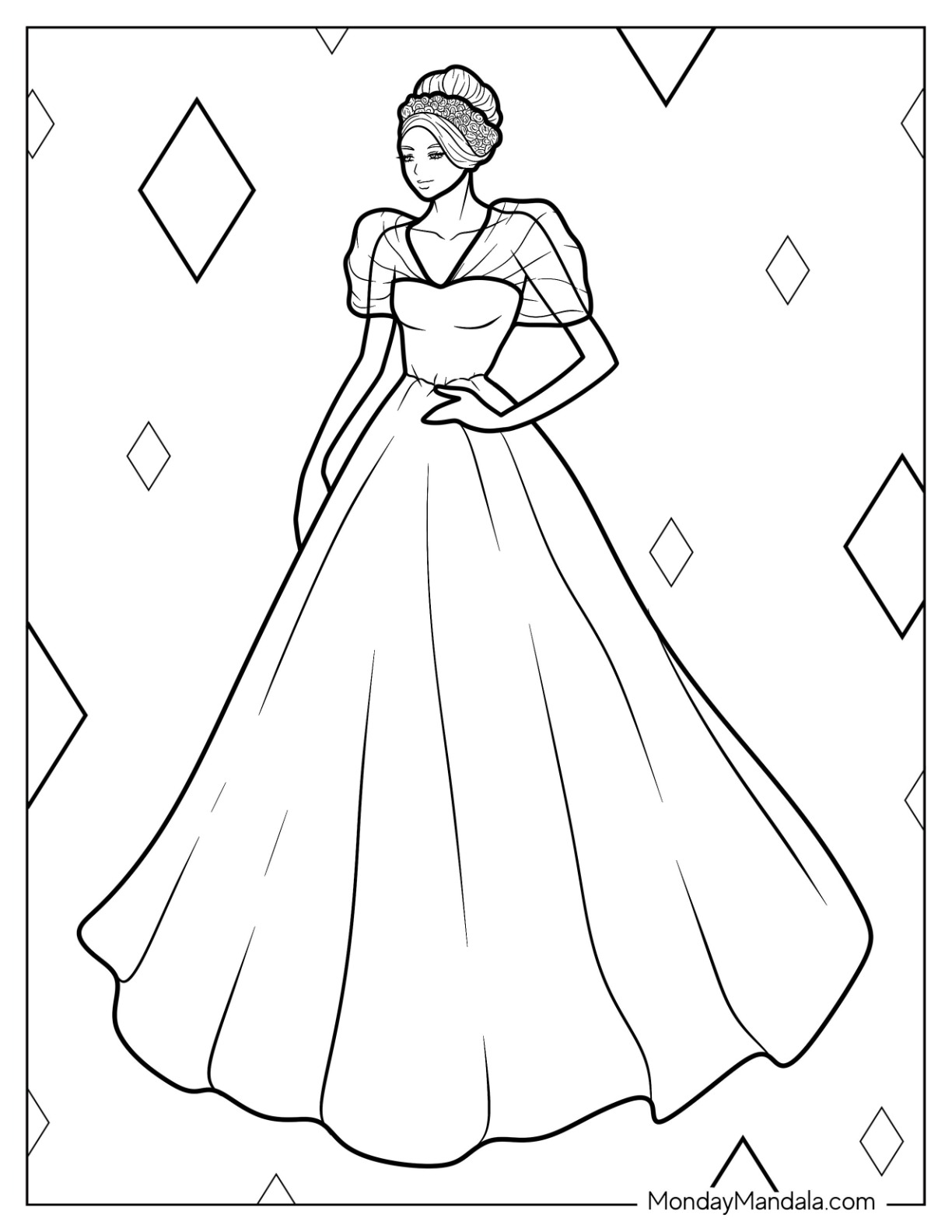 Dress coloring pages free pdf printables