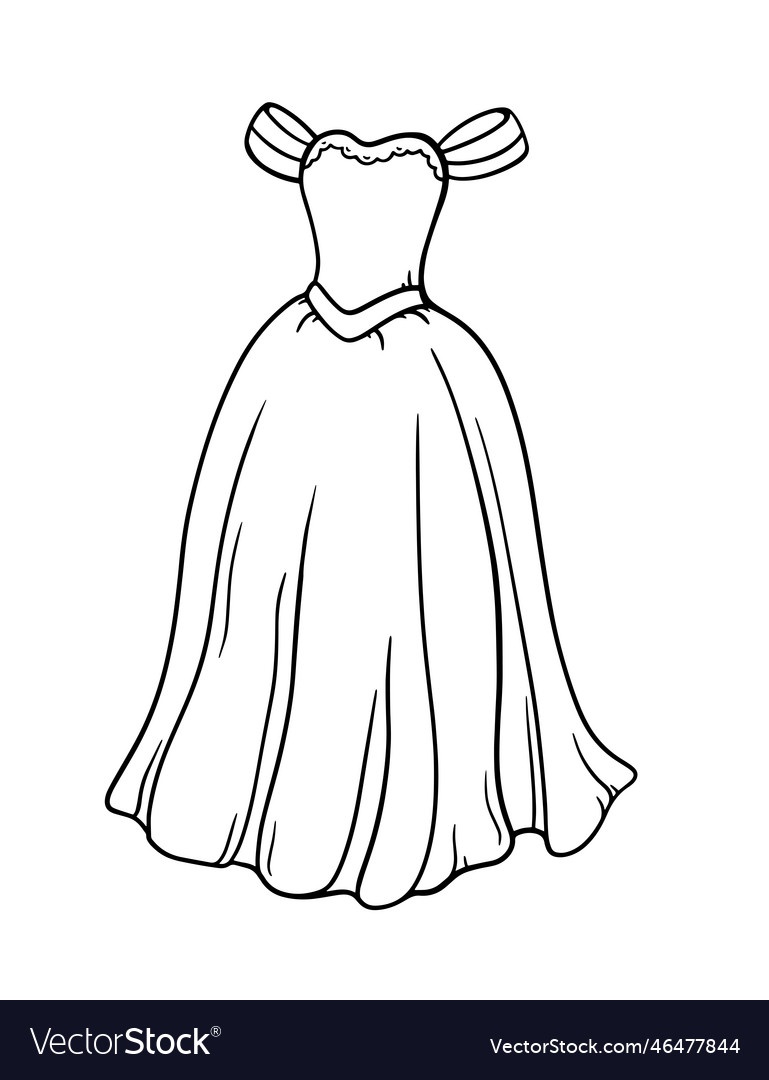 Princess dress coloring page royalty free vector image