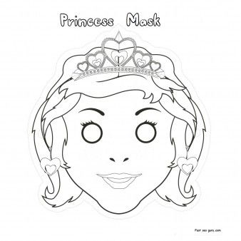 Printable cut out princess mask coloring in mask