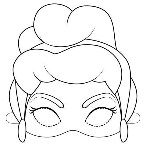 Cinderella mask coloring page free printable coloring pages