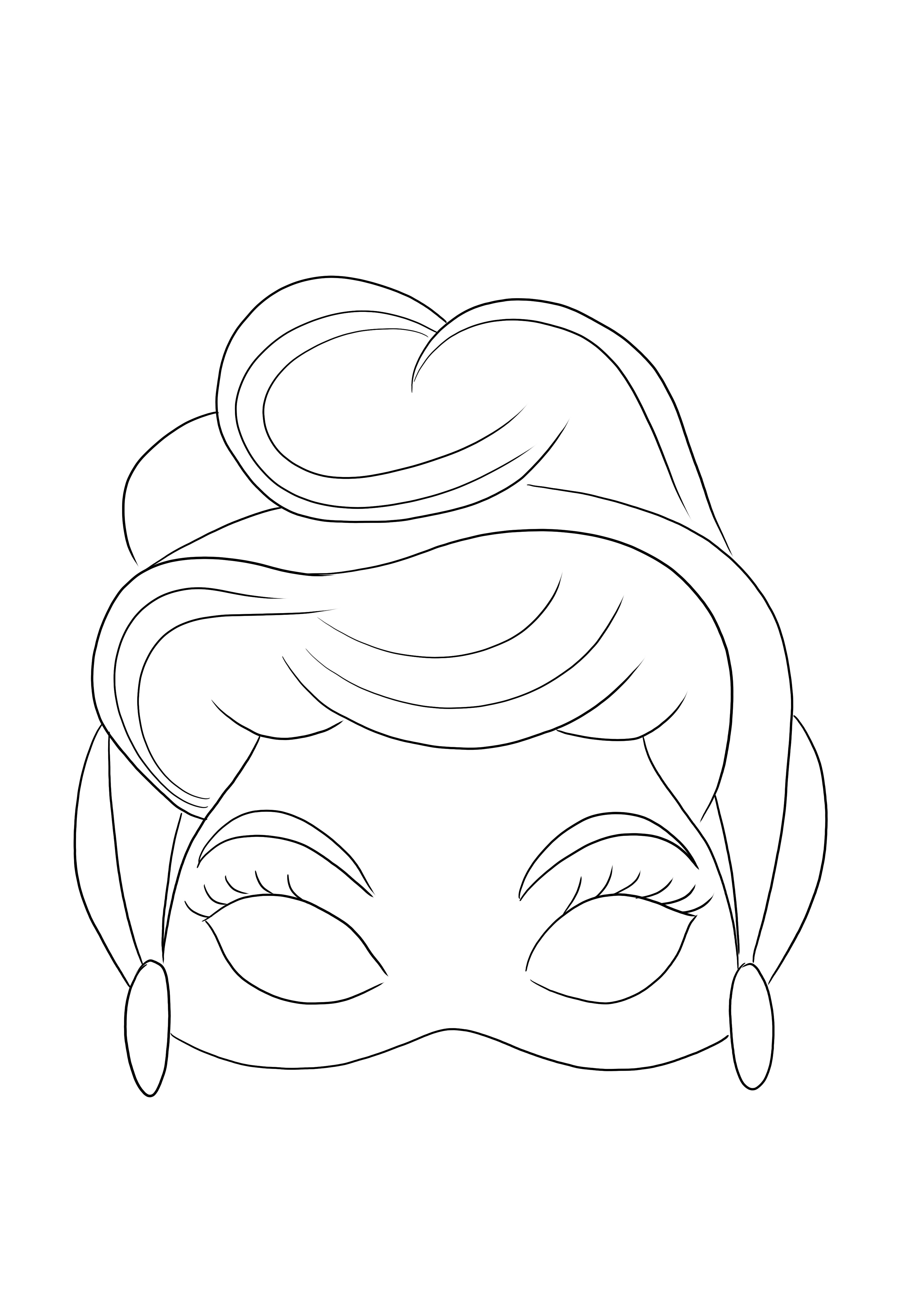 Easy coloring for free of cinderella mask to print or download