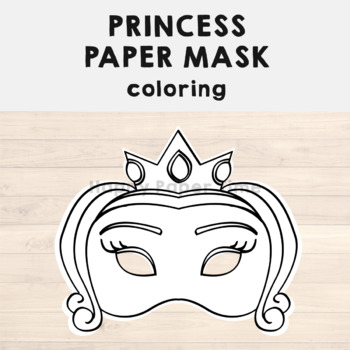 Princess paper mask printable fairytale coloring craft activity costume