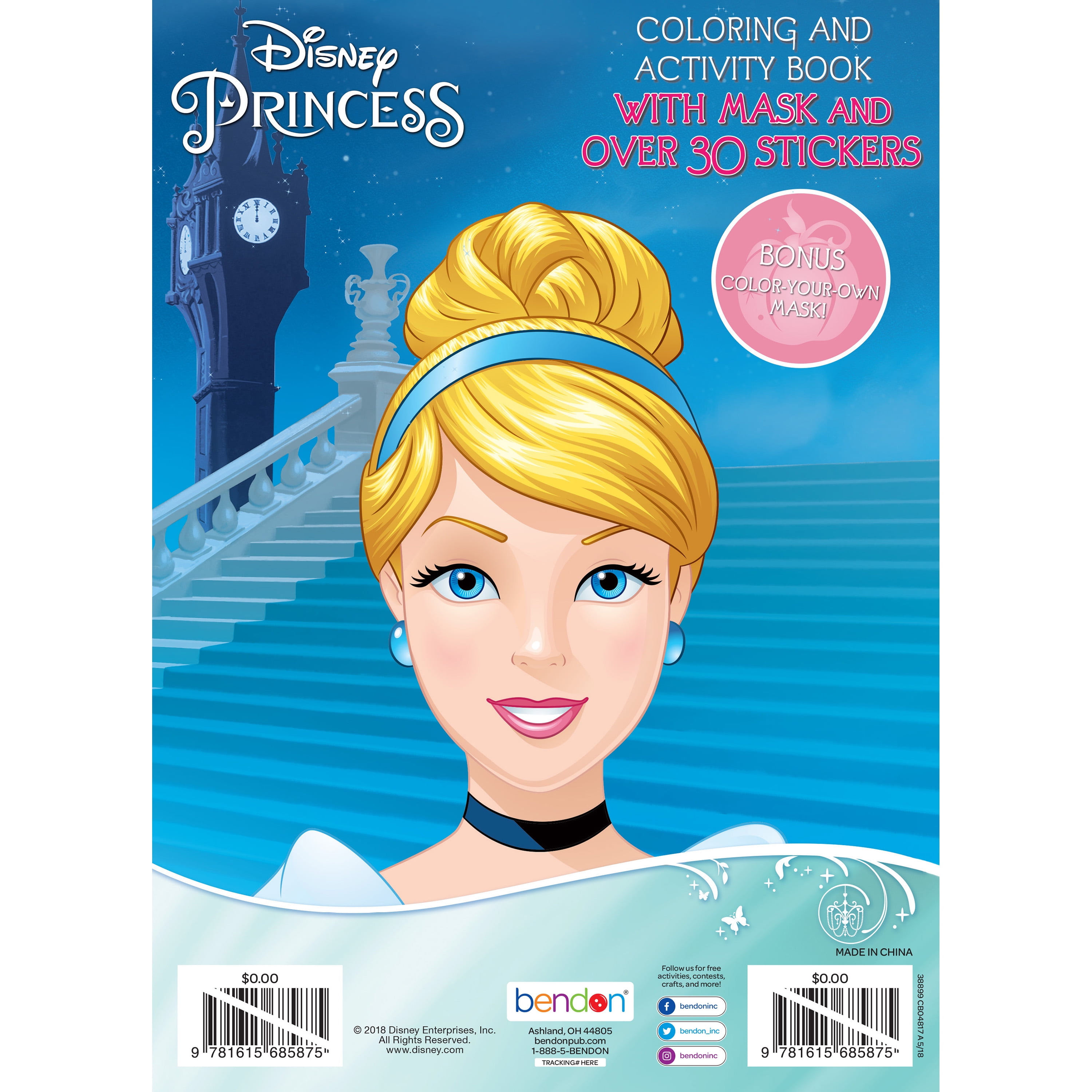 Disney princess coloring and activity book with paper mask pages paperback