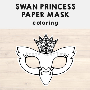 Swan princess paper mask printable play coloring craft activity costume