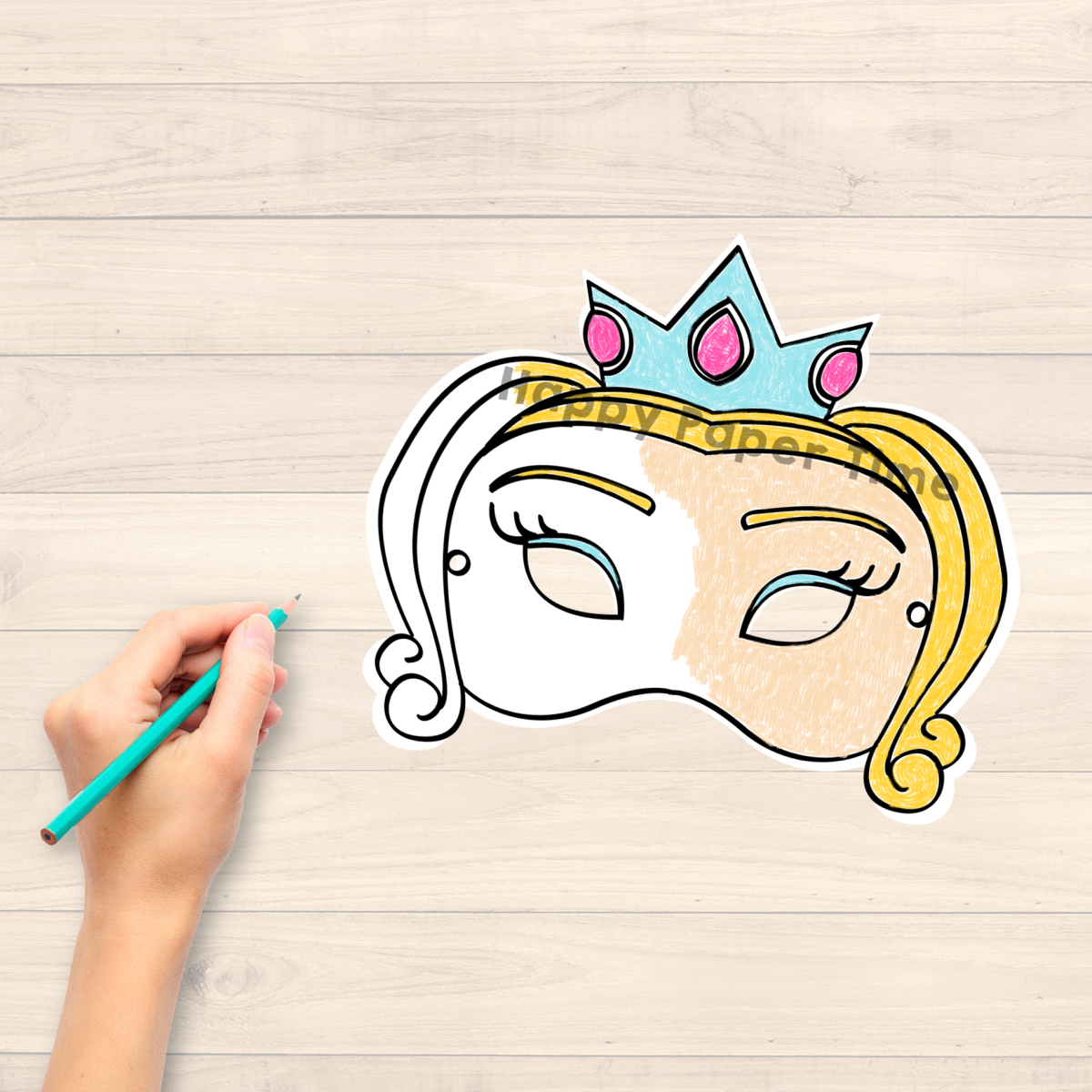 Princess paper mask printable fairytale coloring craft activity costume made by teachers