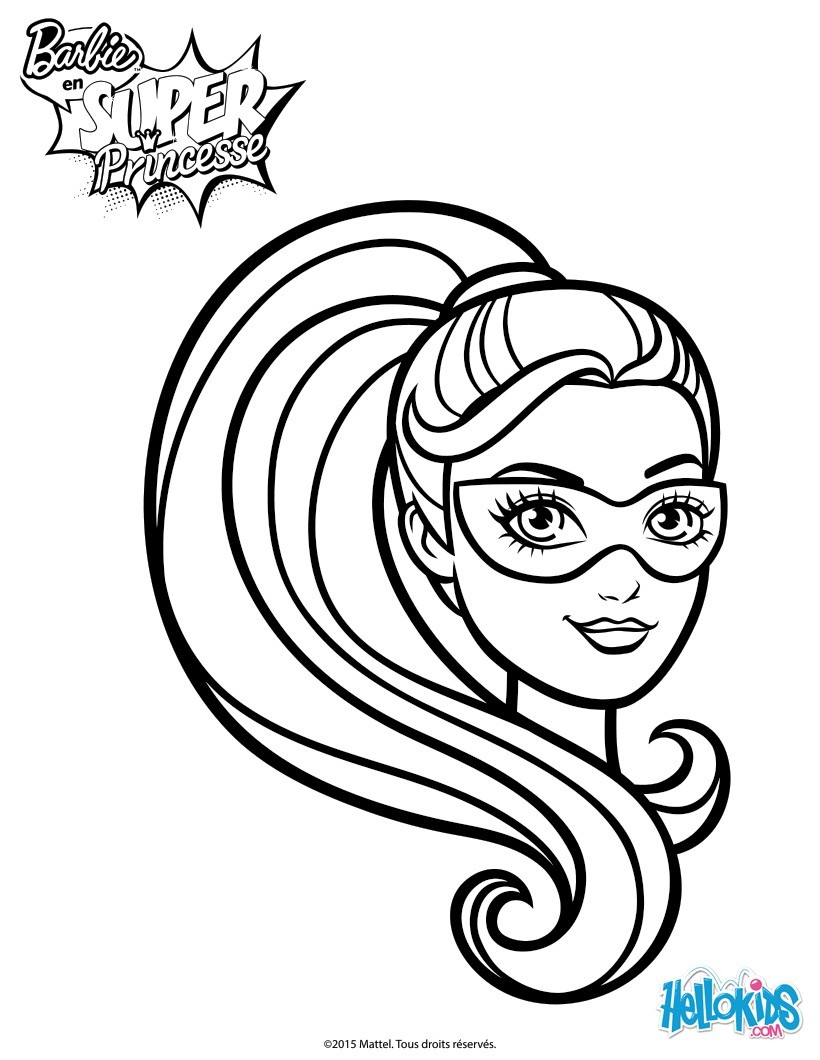 Barbie super hero mask coloring pages