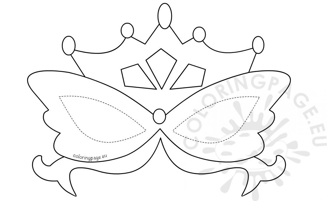 Printable mardi gras mask template coloring page