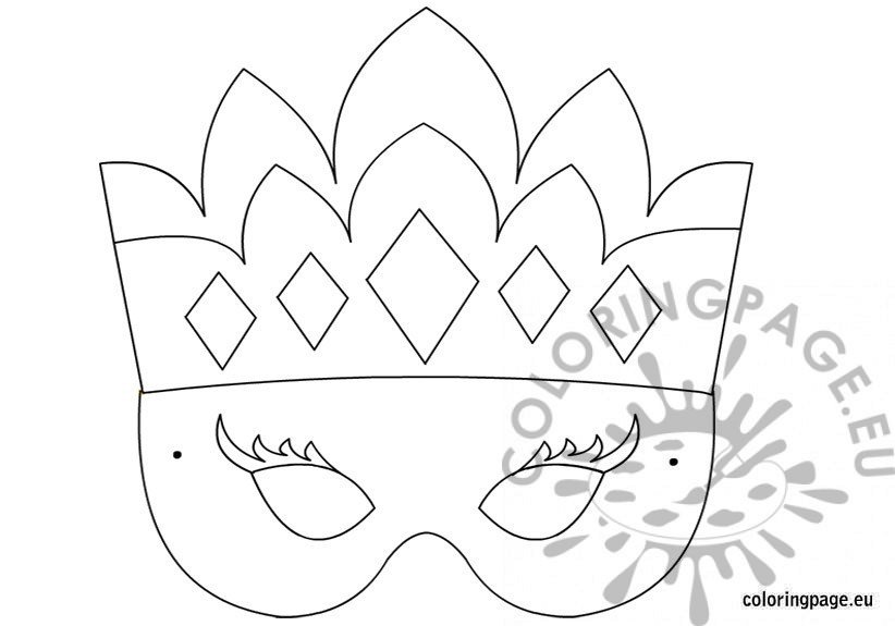 Princess mask template coloring page