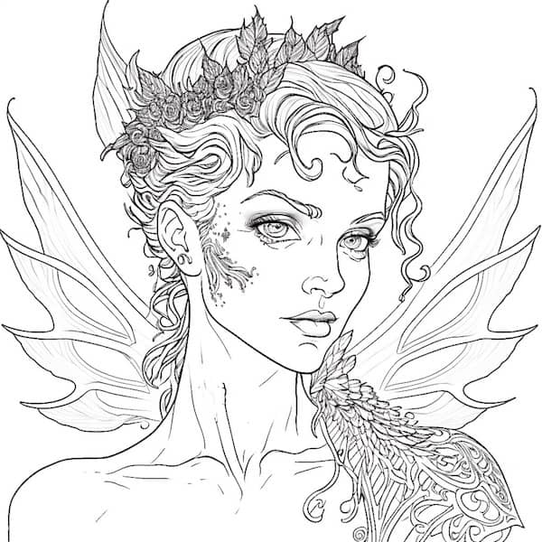 Fascinating fairy coloring pages for adults