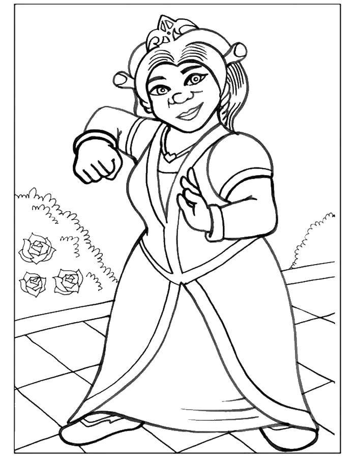 Online coloring pages coloring page fiona shrek download print coloring page