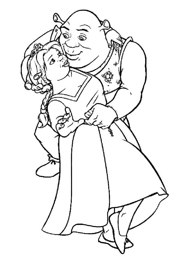 Shrek and princess fiona do the tango coloring page color luna