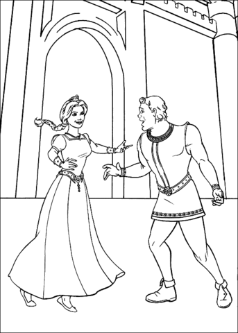 Fiona and shrek human coloring page free printable coloring pages