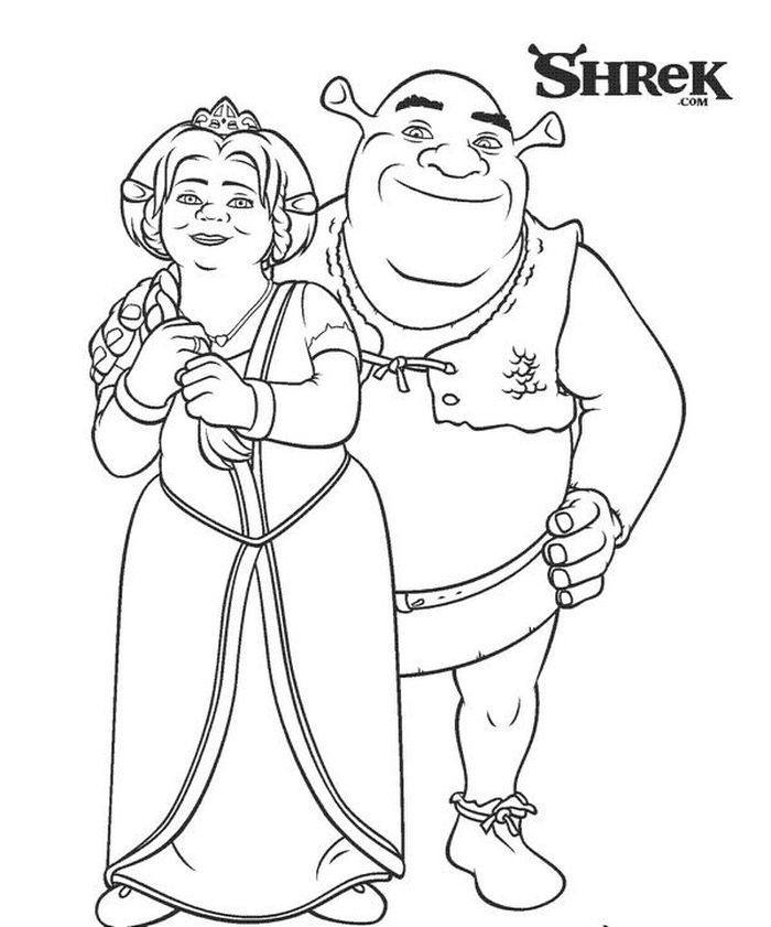 Shrek and fiona coloring pages cartoon coloring pages shrek coloring pages