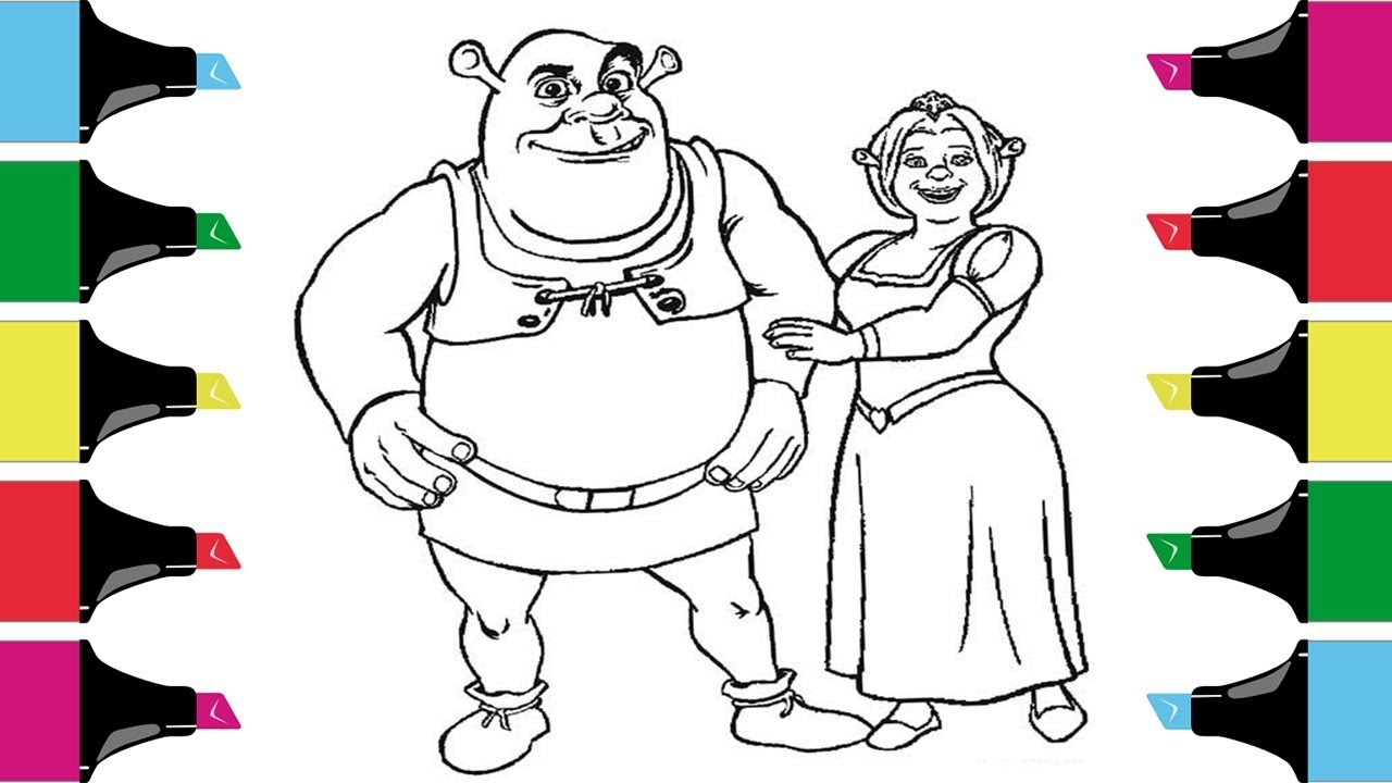 Shrek and fiona coloring pages for kids coloring book