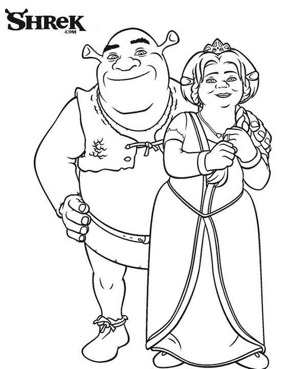 Perfect couple shrek and princess fiona coloring page cartoon coloring pages disney coloring pages shrek