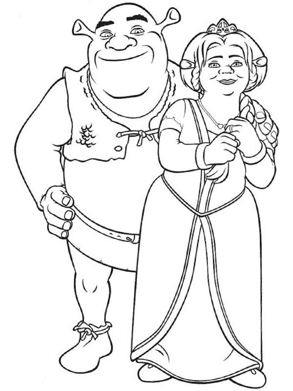 Shrek and fiona coloring page